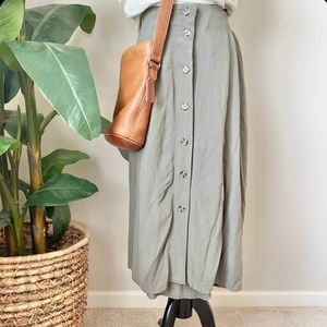 Westport Hunter Green Front Button Skirt Midi Boho Casual Classic Work Loose 1X
